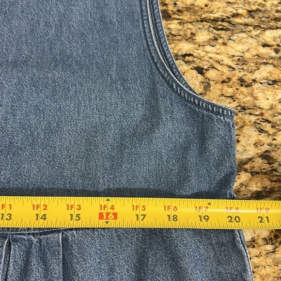 FADS Vintage Cotton Sleeveless Denim Midi Dress With Pockets Size 14 - Picture 7 of 8
